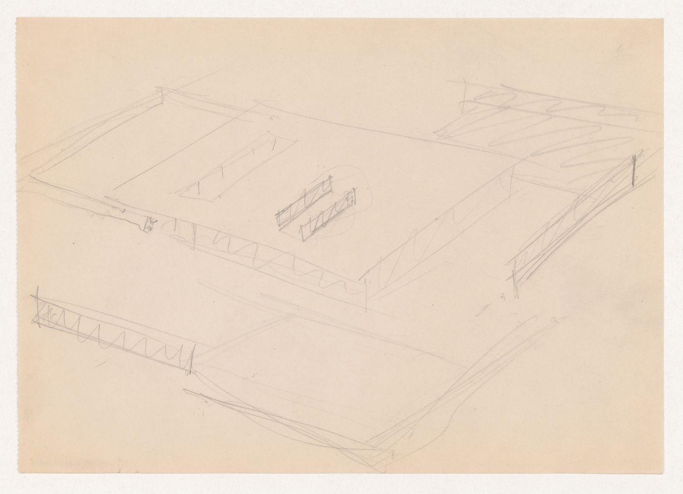 Sketch perspectives and partial sketch plan for Mountain House