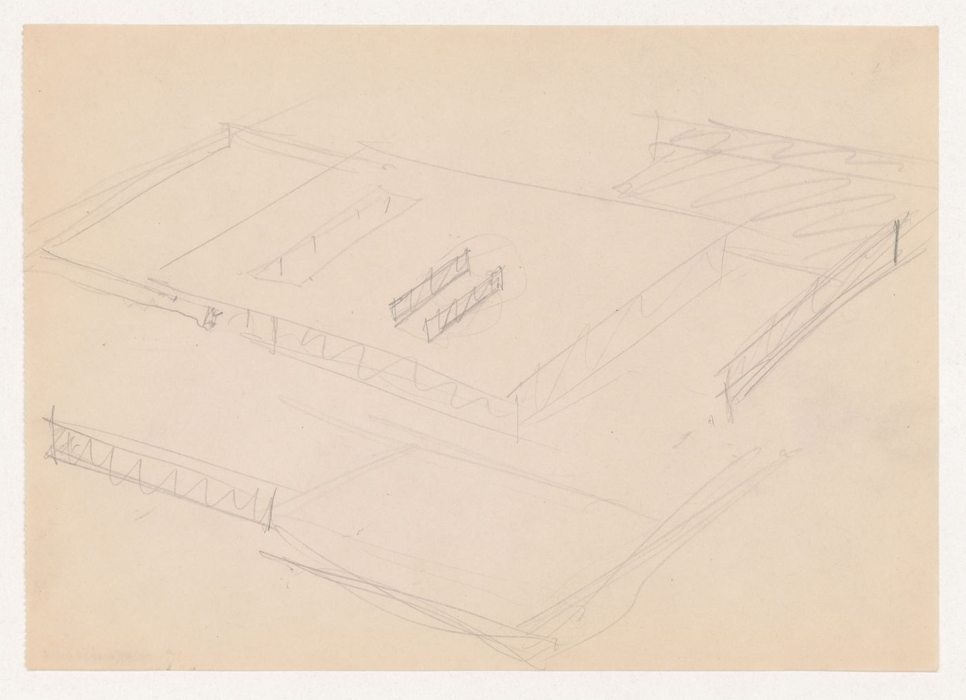 Sketch perspectives and partial sketch plan for Mountain House