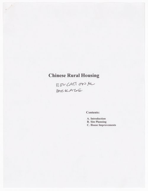 Guide booklet "Chinese Rural Housing" for the Human Settlement Training Packages