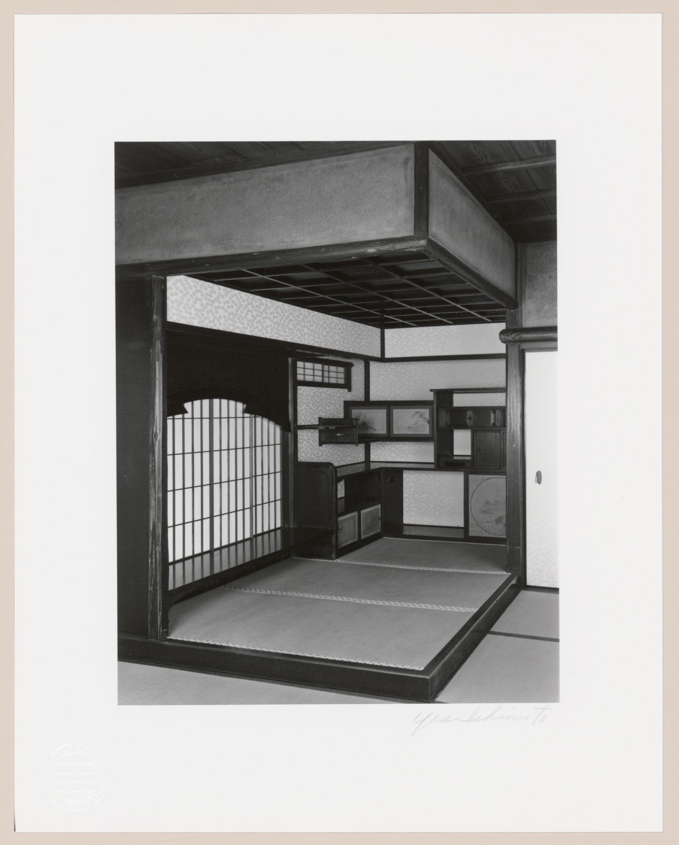 Interior view of the Imperial Dais and the Katsura Shelves in the New Palace (also known as the New Goten), Katsura Rikyu (also known as Katsura Imperial Villa), Kyoto, Japan