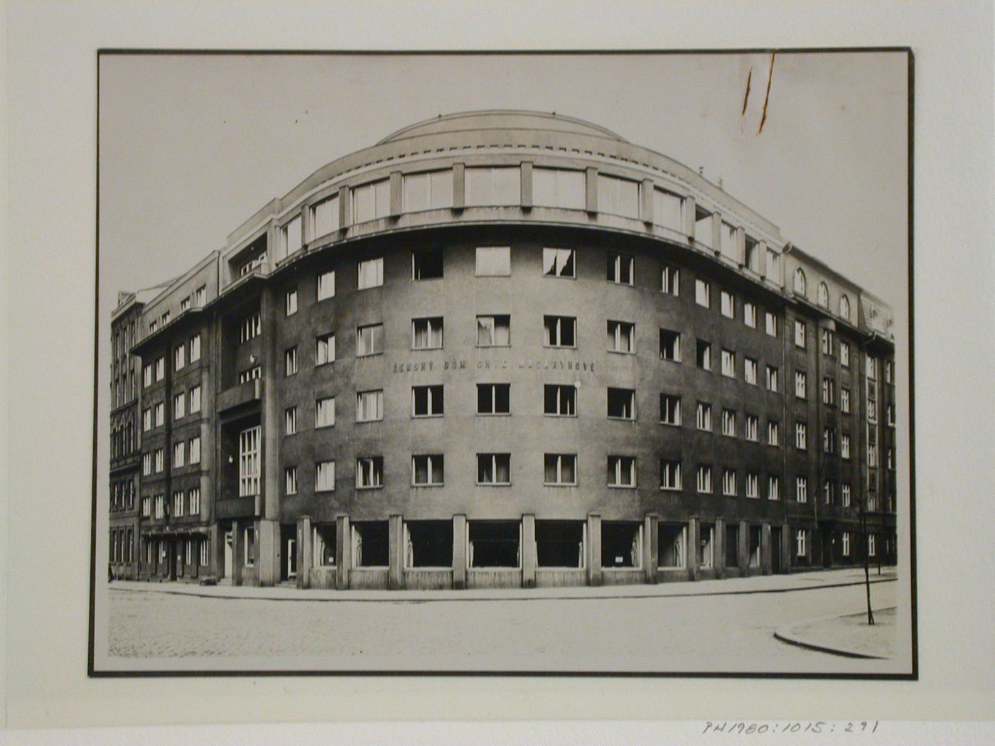 View of the "Zachrana" women's boarding house, Zizkov, Kubelikova 1250, Prague, Czechoslovakia (now Czech Republic)