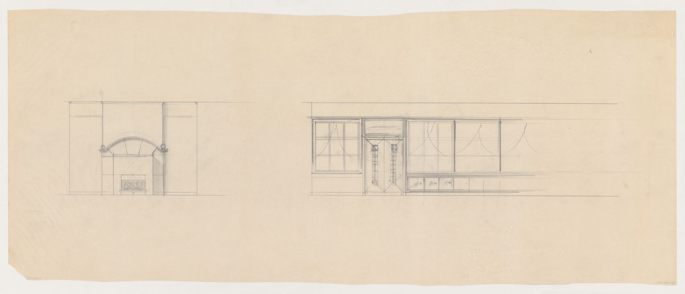 Elevations for a fireplace and interior door for Olveh mixed-use development, Rotterdam, Netherlands