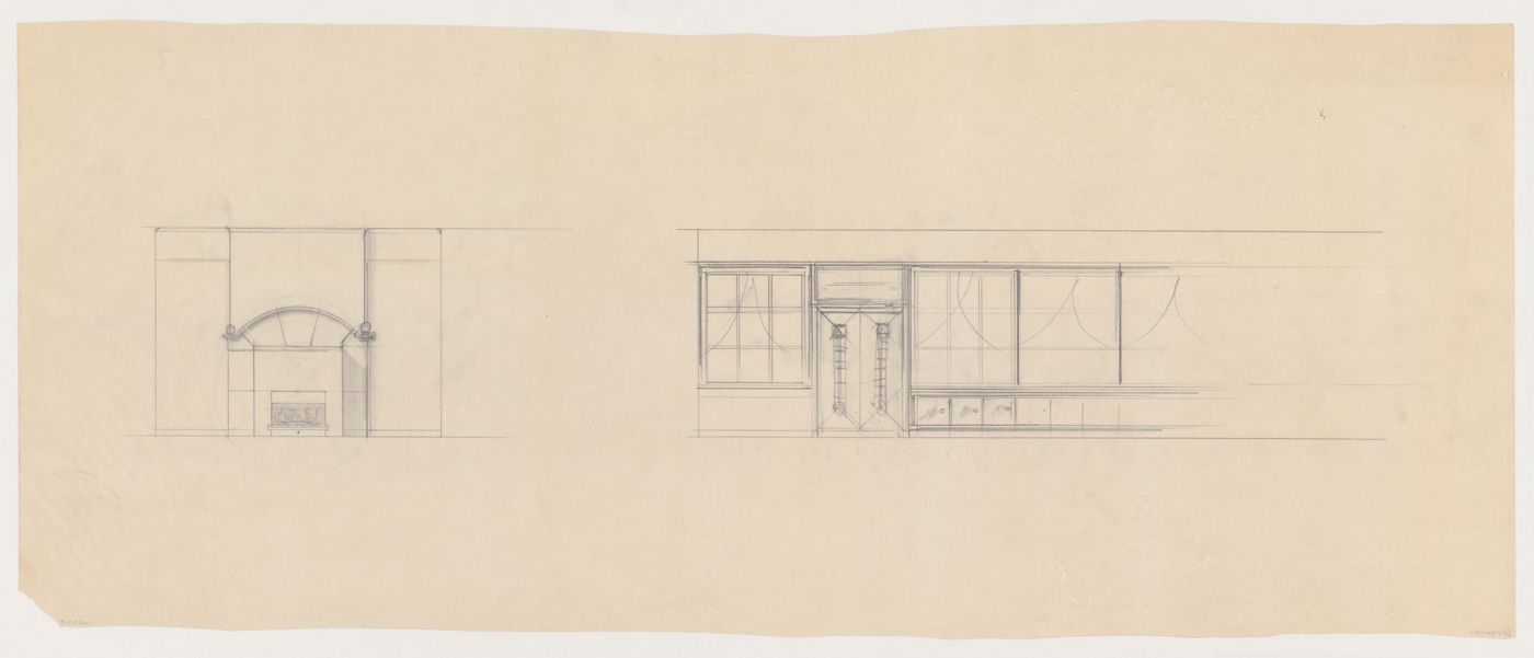 Elevations for a fireplace and interior door for Olveh mixed-use development, Rotterdam, Netherlands