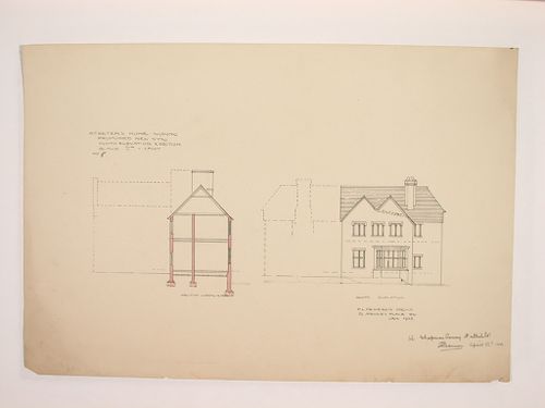 St. Peter's Home, Woking: South elevation and section for the new wing