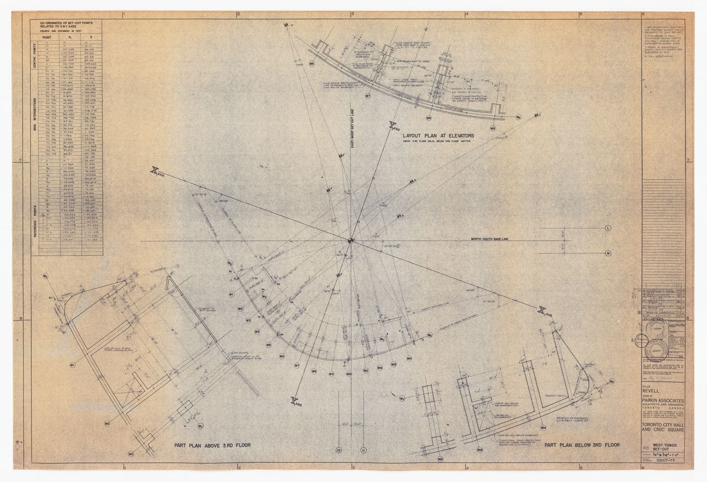 West tower set out drawing for Toronto City Hall and Civic Square, Toronto