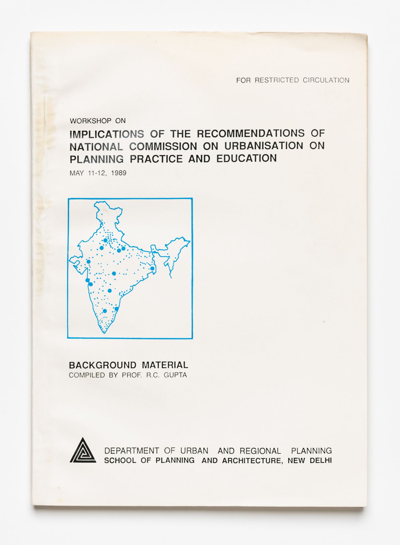Documentation for the workshop "Implications of the recommendations of national commission on urbanisation on planning practice and education" by the School of Planning and Architecture of New Delhi