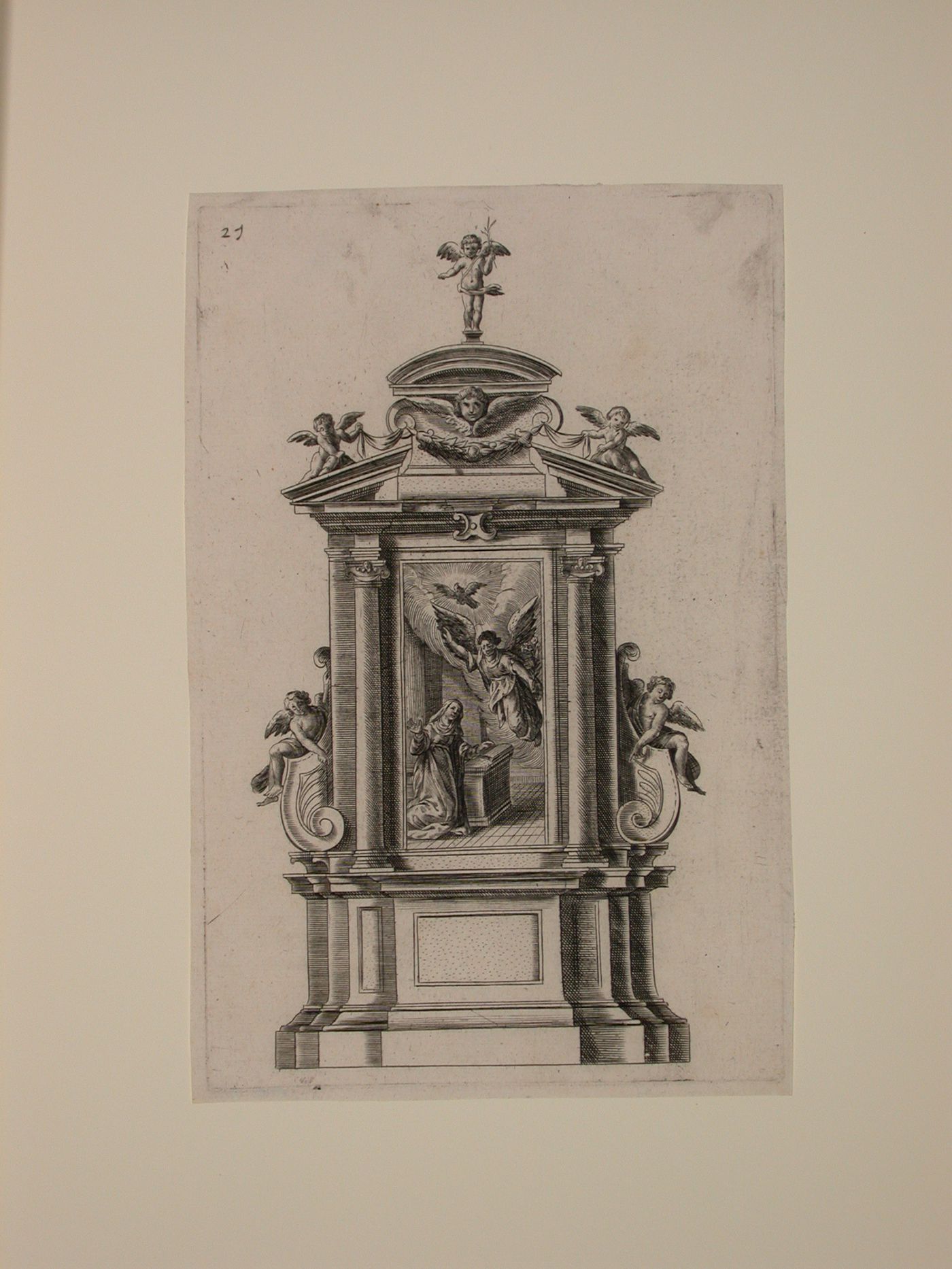 Design for an altar with an altarpiece showing the Annunciation