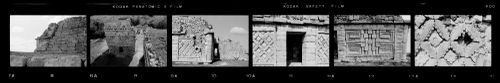 Strip of negatives of details of ruins, Chichen Itza, Mexico
