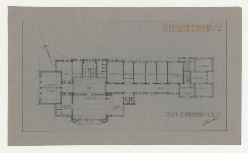 Student drawing [?] showing a first floor plan for a town hall, Netherlands