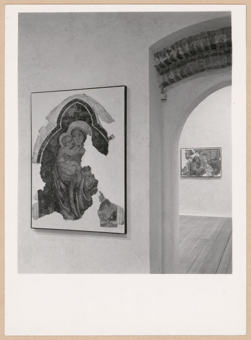 View of a painting with a doorway and gallery on the right, Museo di Castelvecchio, Verona, Italy