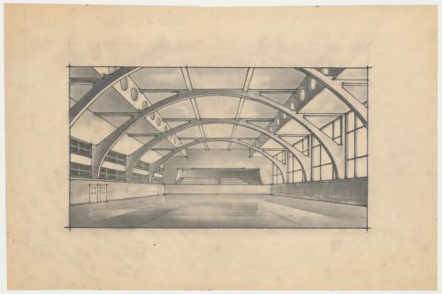 Perspective du gymnase, Centre récréatif du Parc Jarry, Montréal, Canada (1952-1960)