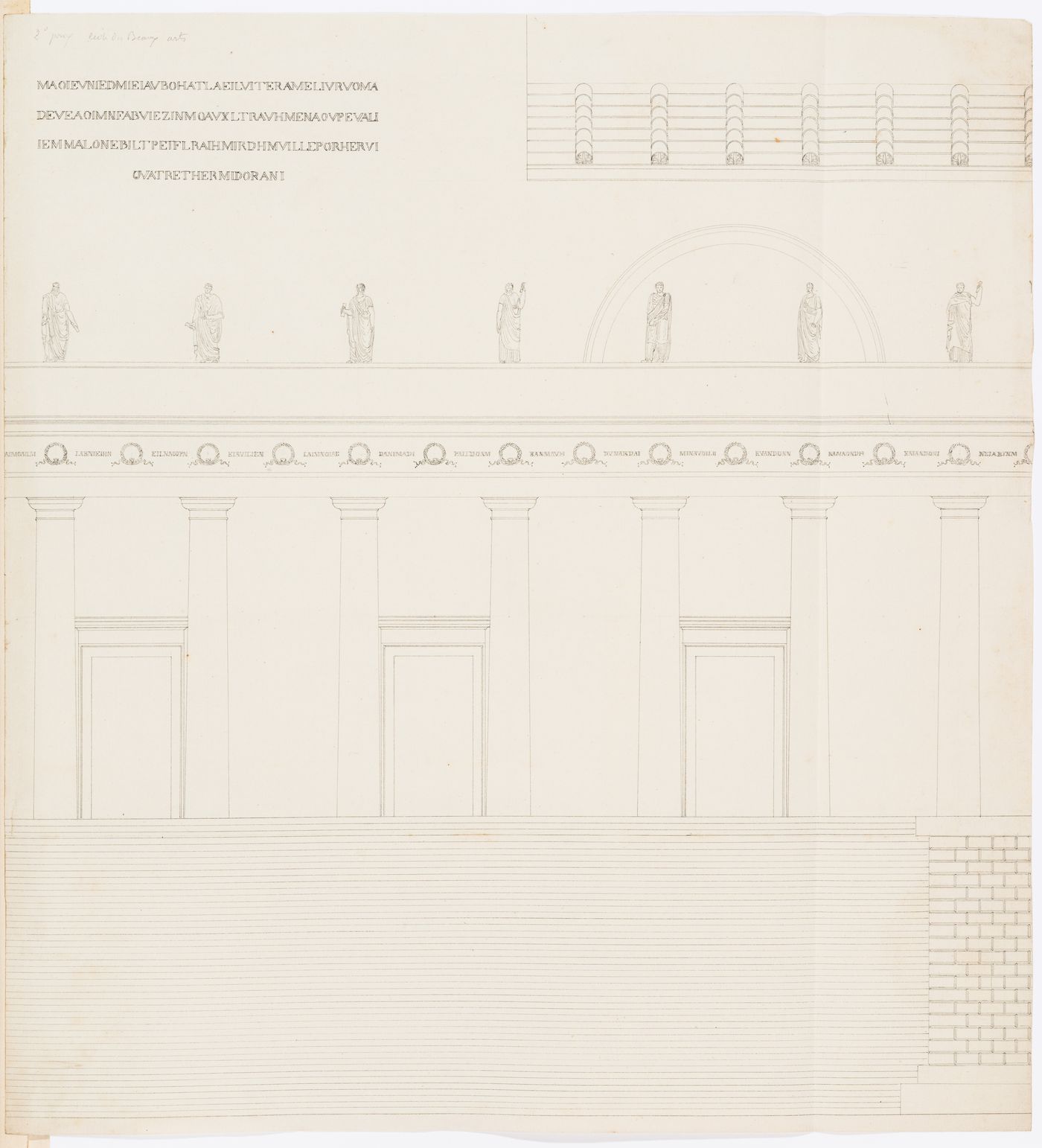 1800 Grand Prix Competition: Partial elevation for an École nationale des beaux-arts