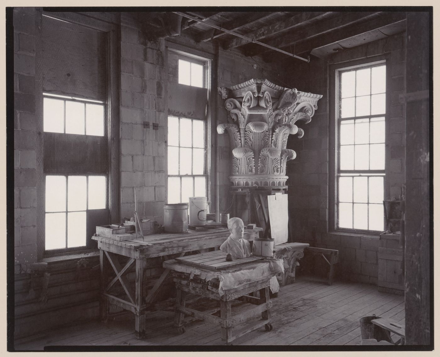 Interior view of studio of terra-cotta factory, Lincoln, California