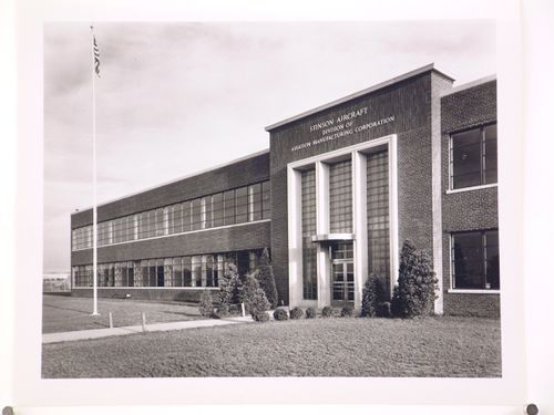 View of the principal façade of the Administration Building, Aviation Manufacturing Corporation Stinson Aircraft division Assembly Plant, Nashville, Tennessee