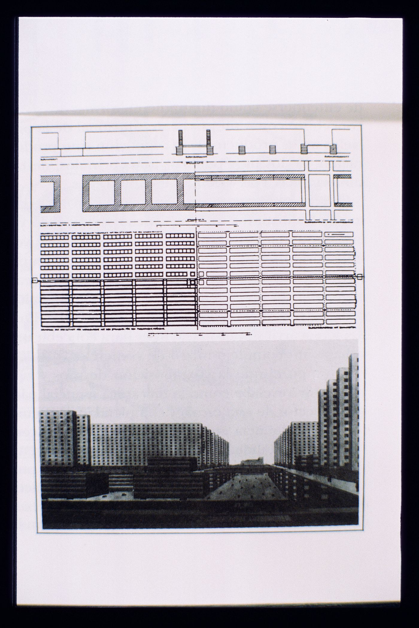 Slide of a drawing for Vertical City, by Ludwig Hilberseimer