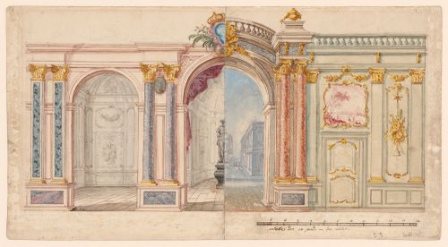 Presentation drawing for a stage set with alternate designs