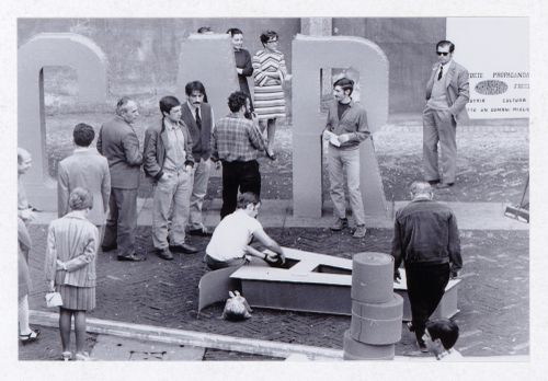 Photograph of the construction of the installation for Carabinieri