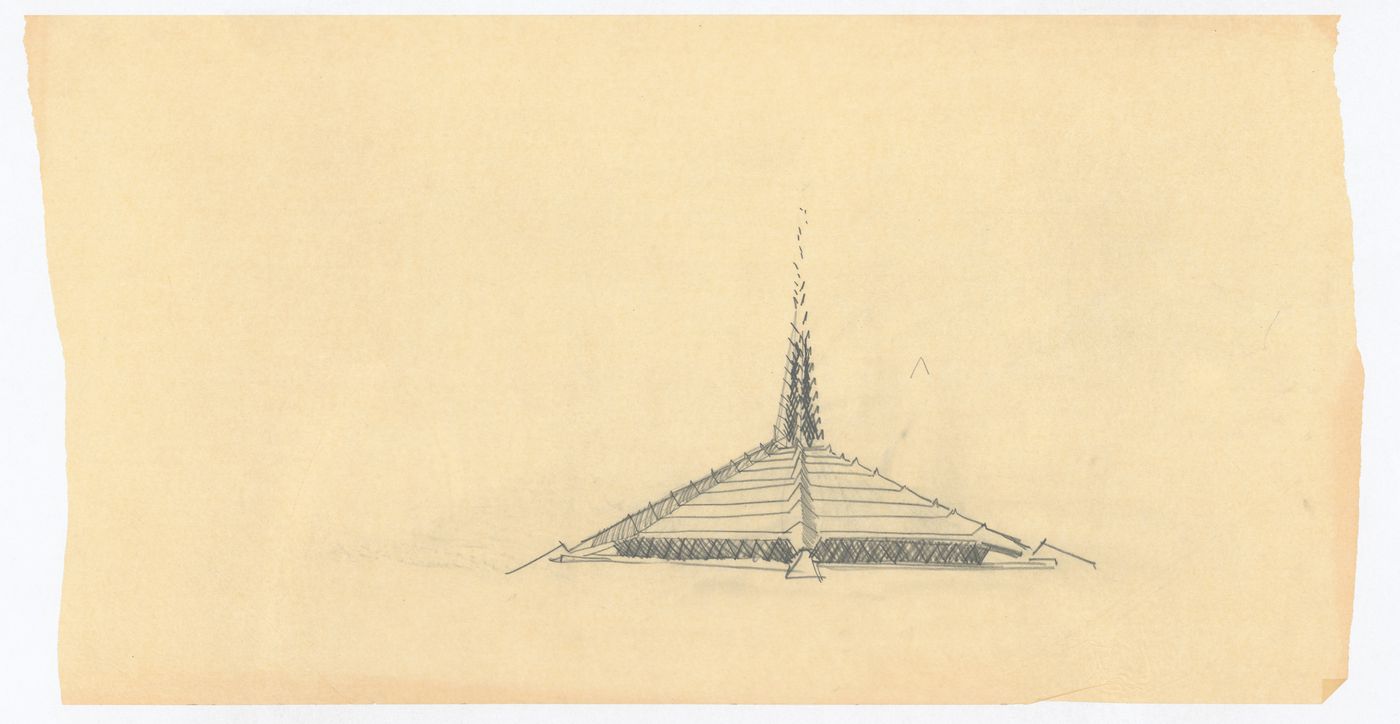 Sketched elevation, North Christian Church, Columbus, Indiana