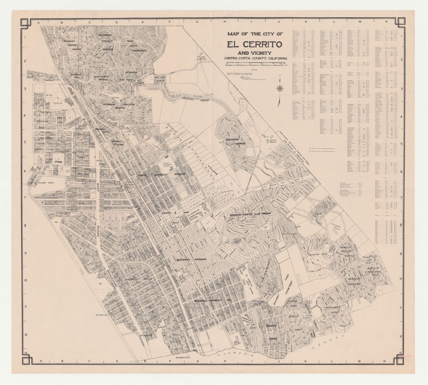 Swedenborg Memorial Chapel, El Cerrito, California: Map of the city of El Cerrito and vicinity