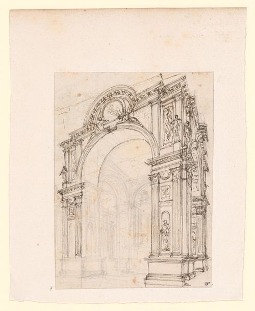 Perspective sketch of a triumphal arch