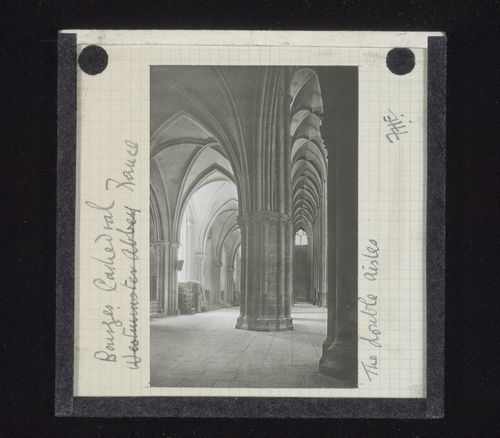 View of double aisles of Cathédrale Saint-Etienne de Bourges, Bourges, France