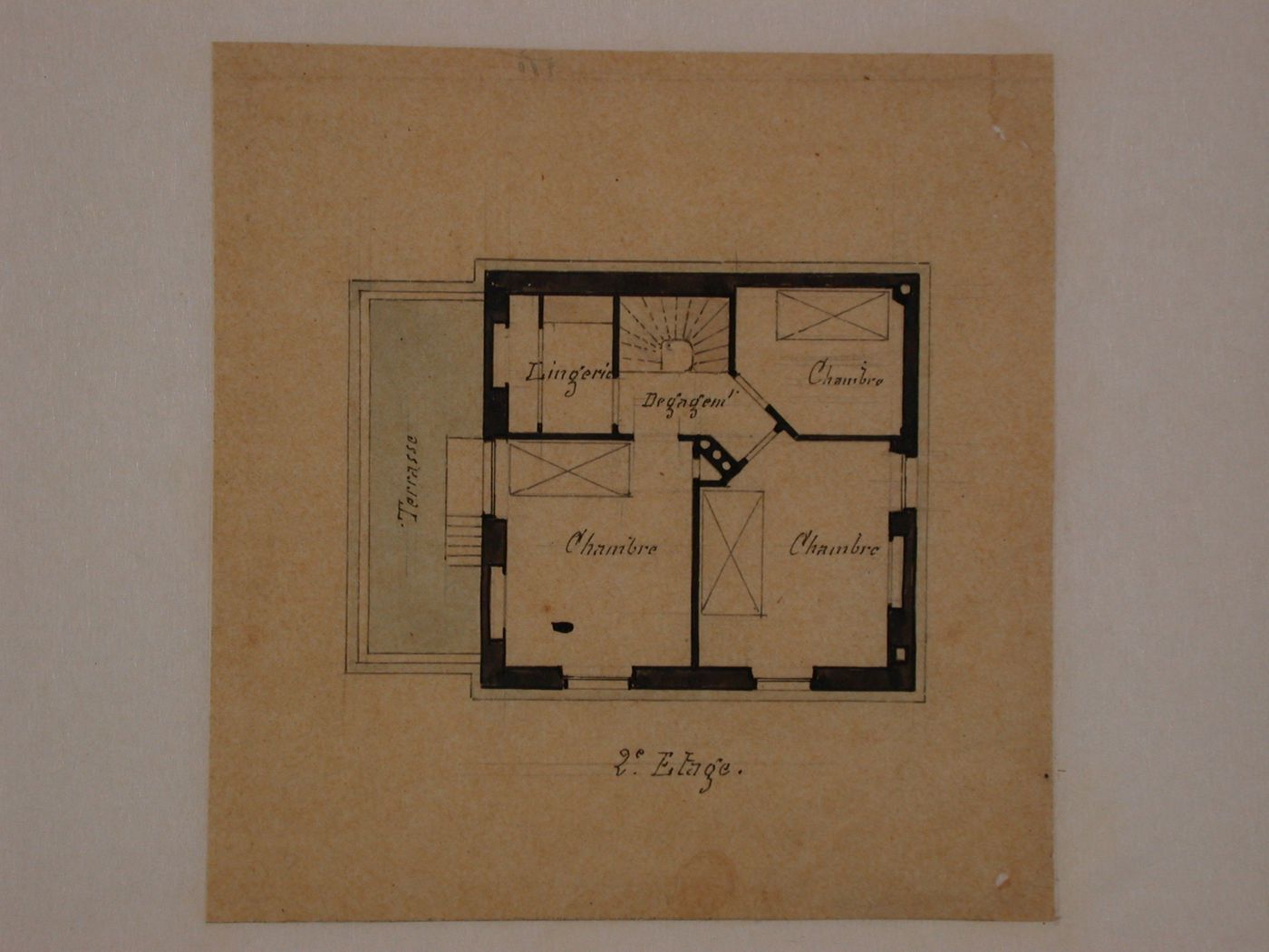 Plan for the "2e étage" of Goschler House, Le Vésinet
