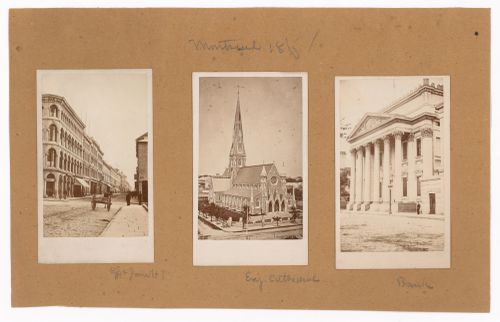 Group of Cartes de visite of Views in Montréal, Québec: Greater St. James Street [?], English Cathedral, Bank of Montréal, Québec