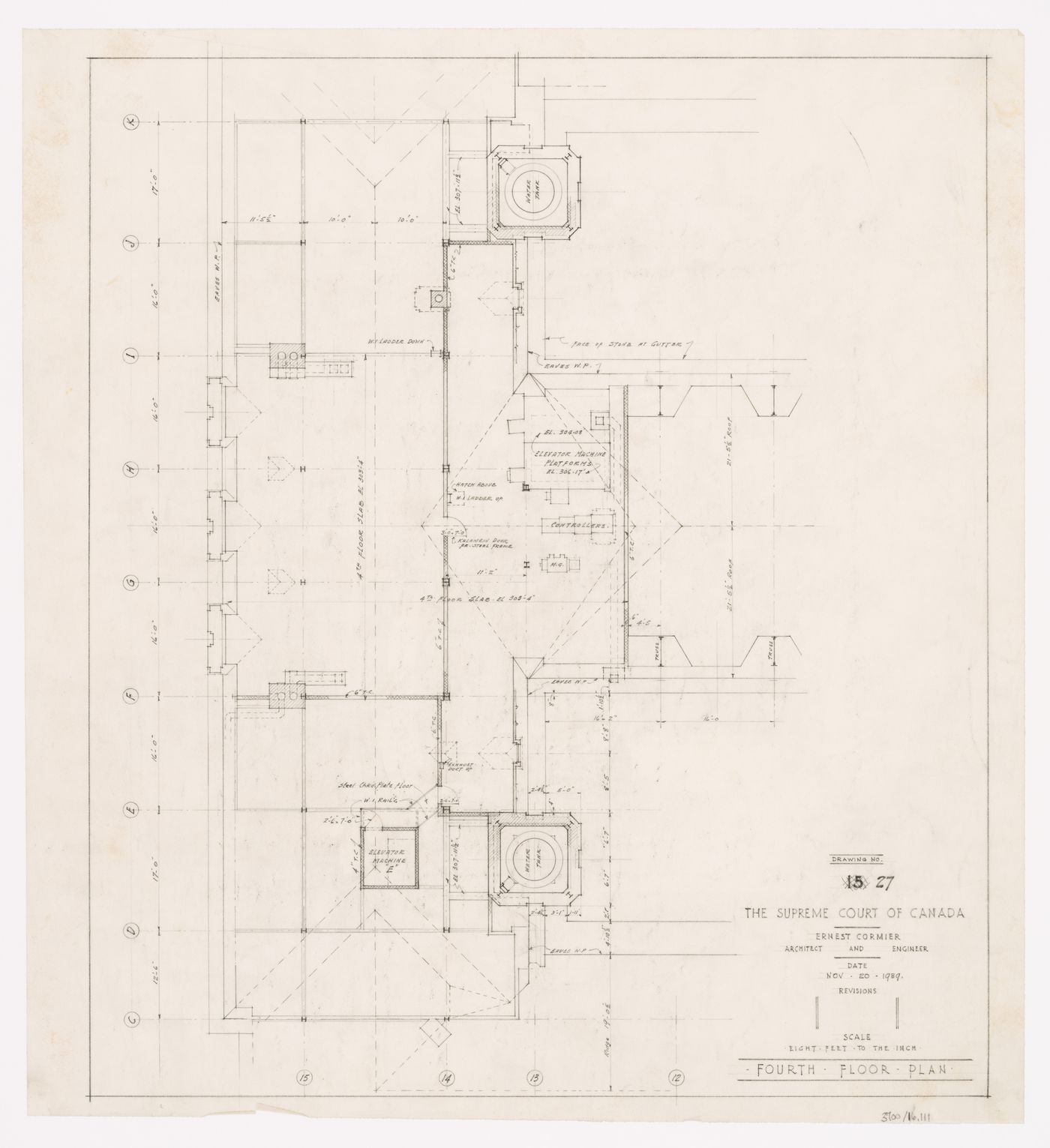 Plan du 4e étage, Cour suprême du Canada, Ottawa, Ontario, Canada (1937-1953, 1977)