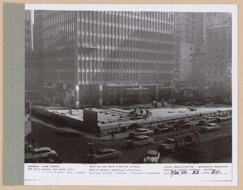 Seagram building under construction, 375 Park avenue, New York, N.Y., south-east view
