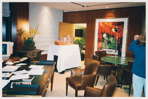 Model of the Universal headquarters on a cart in Howard Weitzman's office