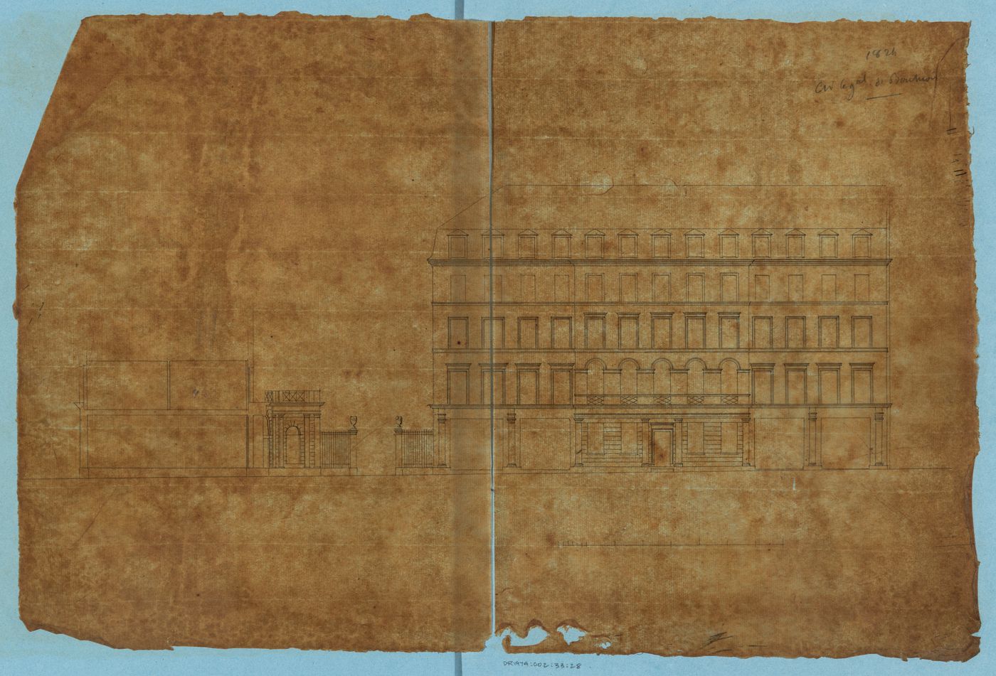 Project for an apartment house for M. Boulnois: Principal elevation for a five-storey apartment house
