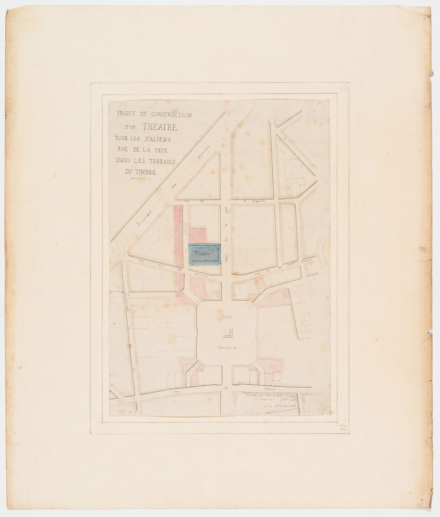 Site plan for the Théâtre Royal Italien