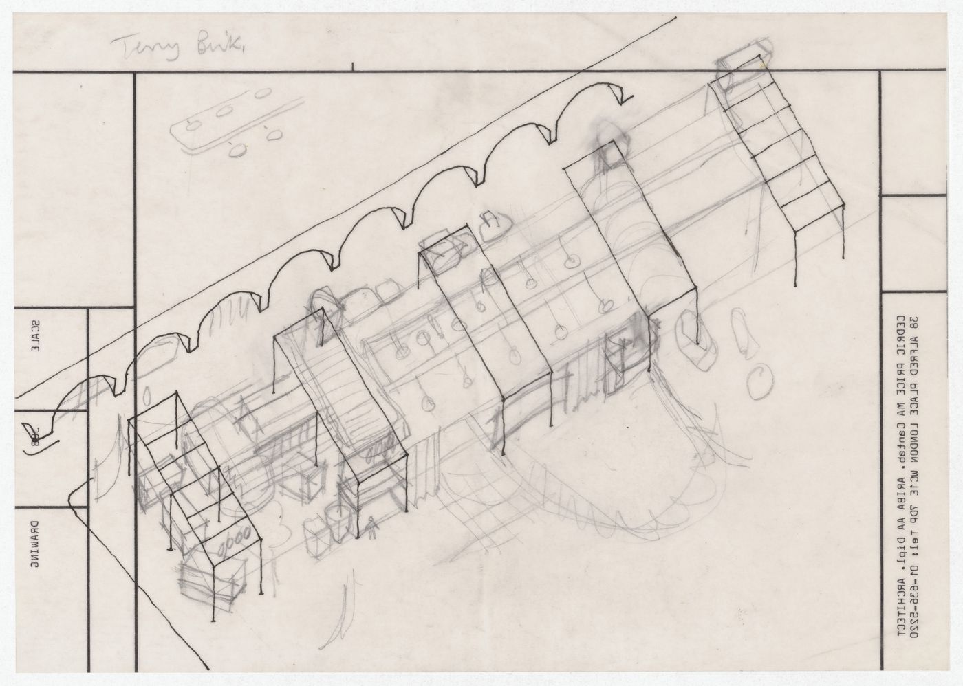 Sketch axonometric for Inter-Action Centre