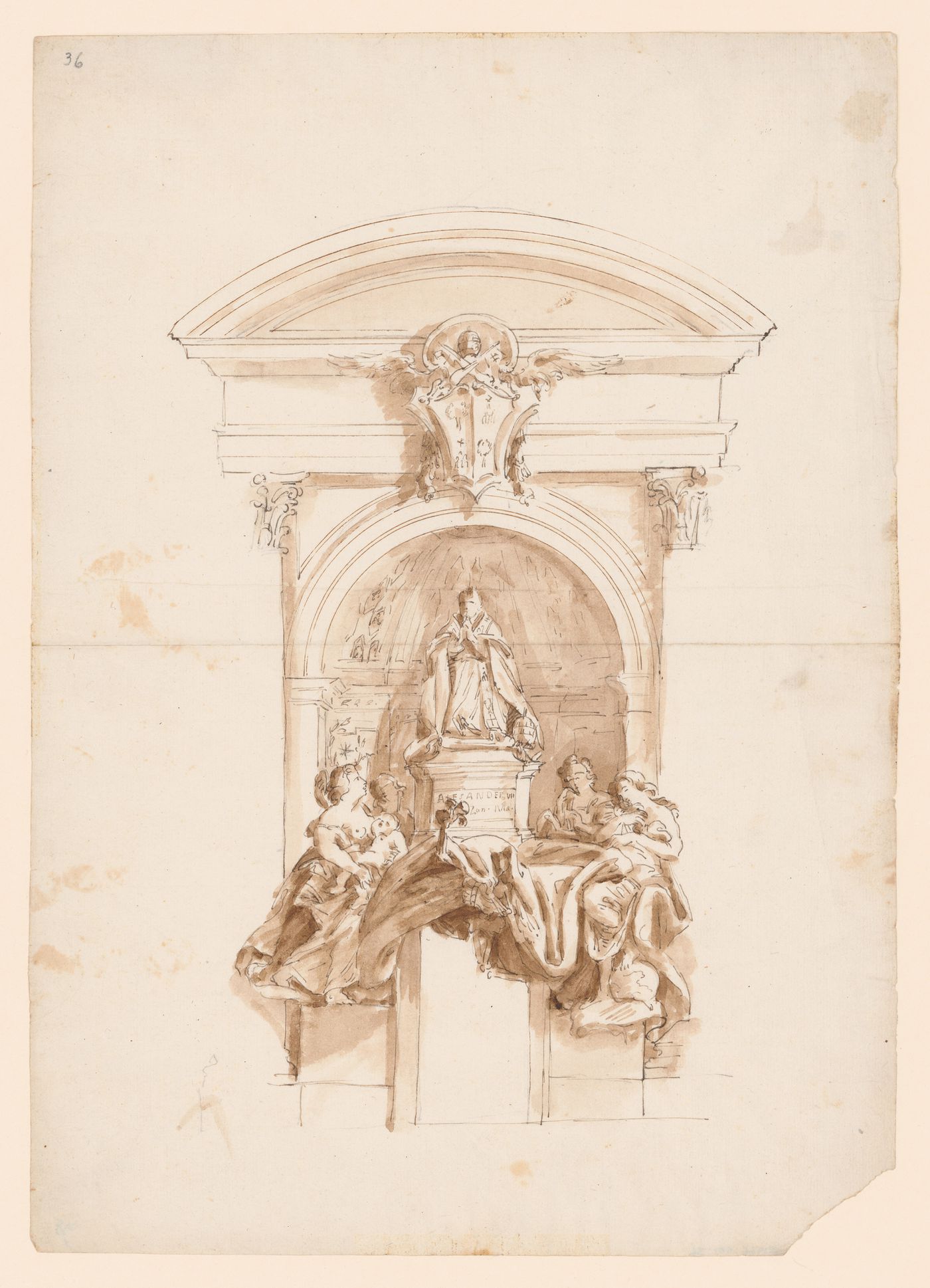 Sketch elevation of Bernini's tomb of Alexander VII, St. Peter's, Rome