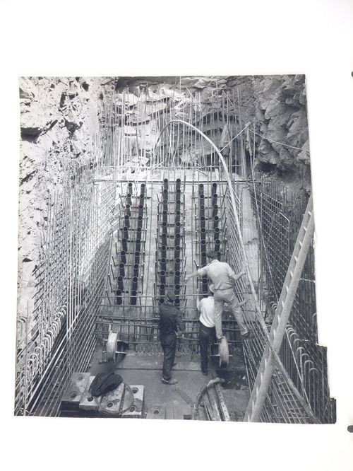 View of construction on the foundation of a structure, United Kingdom