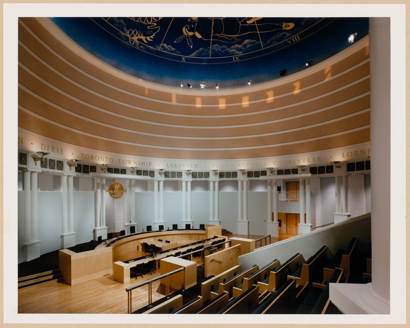 Interior view of the Council Chamber, Mississauga Civic Centre, Mississauga, Ontario