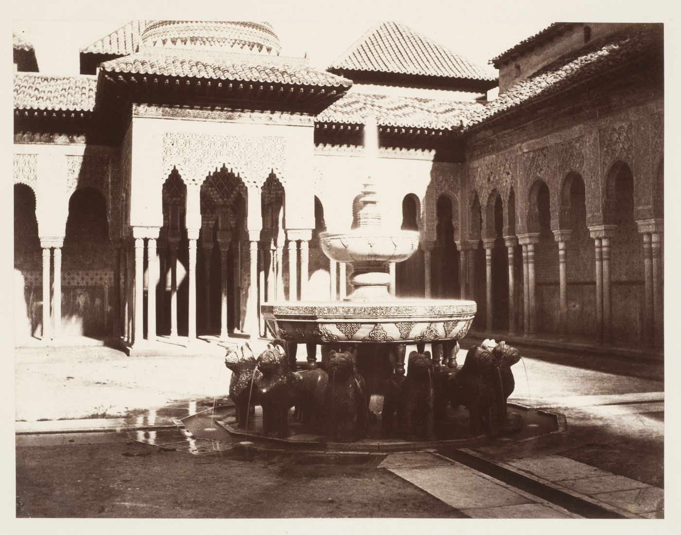 View of the Fountain of the Lions, Alhambra, Granada, Spain