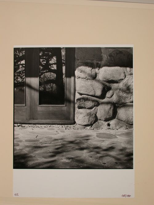 Partial view of a door to the Alfred Caldwell House, Bristol, Wisconsin
