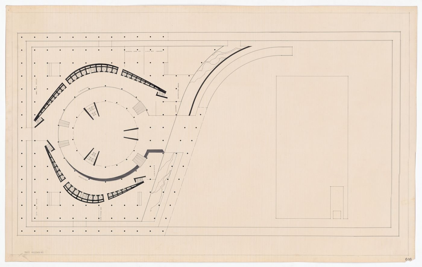 First mezzanine plan for Toronto City Hall and Civic Square, Toronto