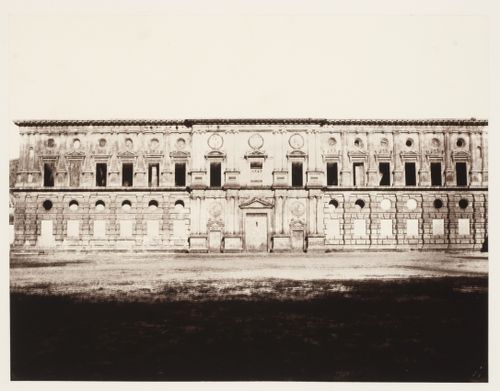 View of the principal façade [?] of the Palace of Charles V within the walls of the Alhambra, Granada, Spain