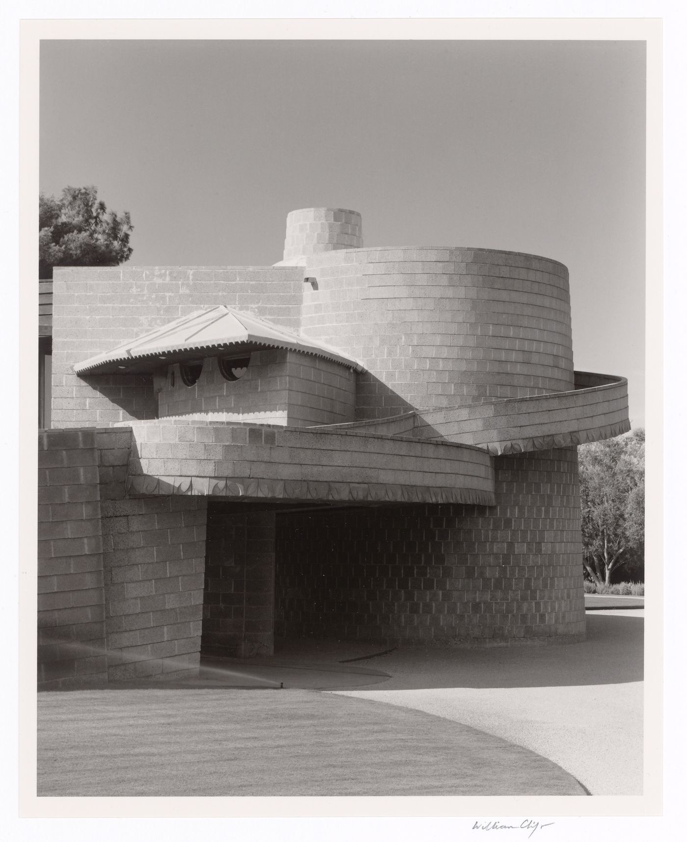 Exterior with sprinkler, from the series The David and Gladys Wright House