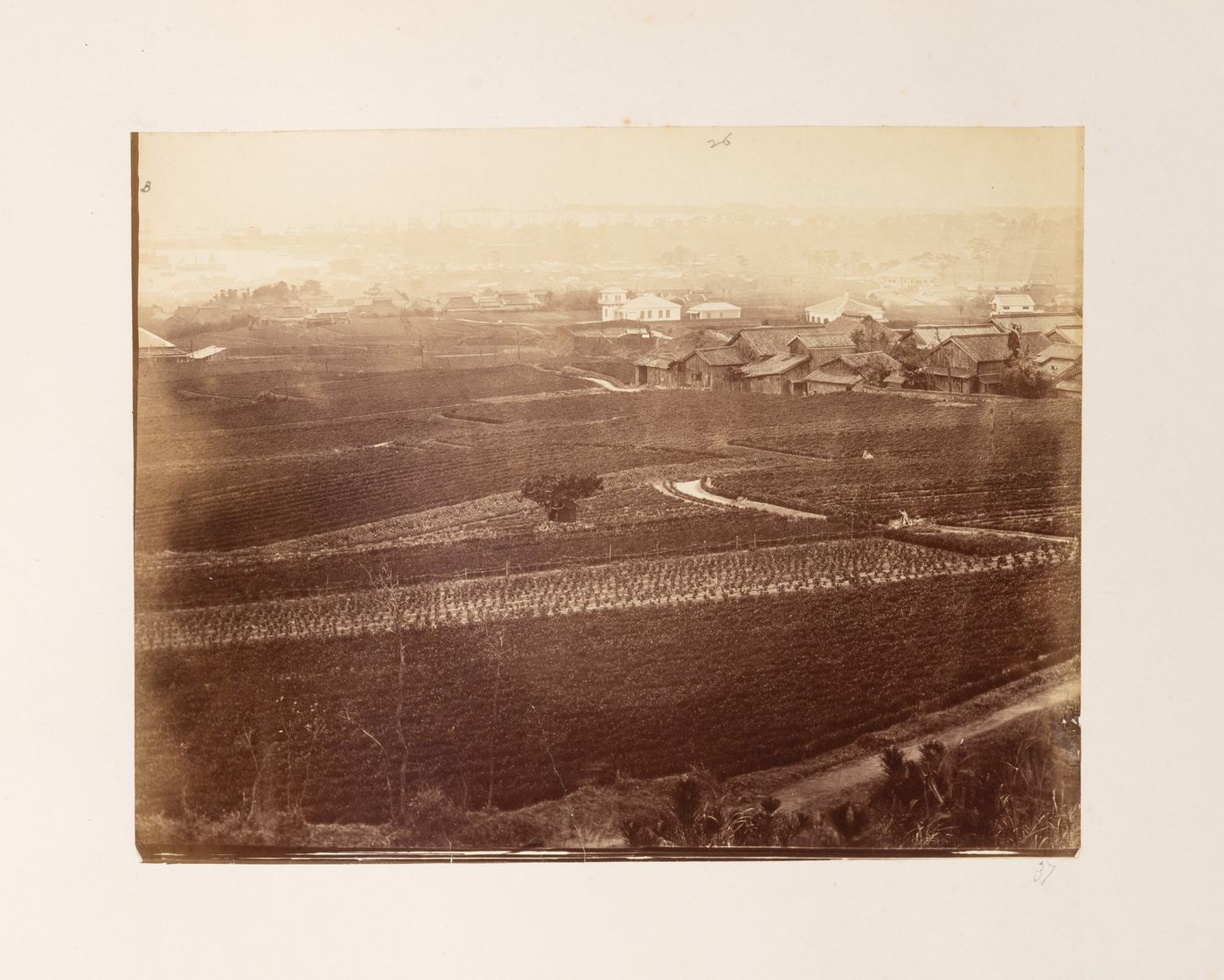 View of farmland and Kobe showing part of the foreign settlement, Japan