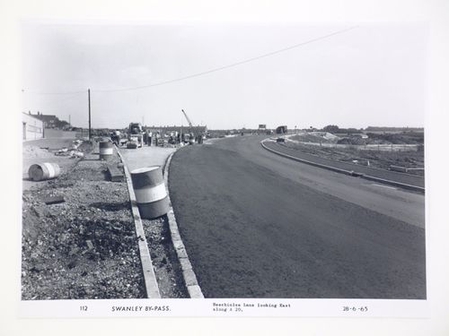 View of Beechinlea Lane looking east along A 20, during construction of the Swanley Bypass, England