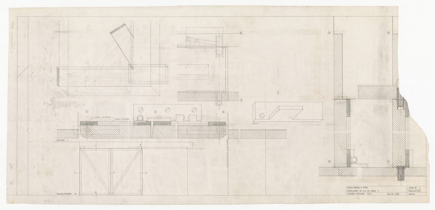 Details of a cabinet for Banco Borges & Irmão II [Borges & Irmão bank II], Vila do Conde, Portugal