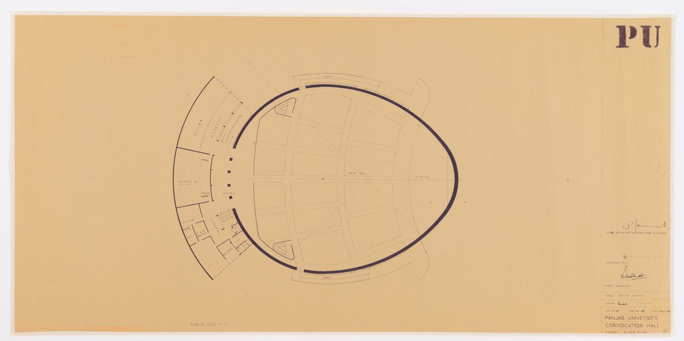 Floor plan for the Ghandi Bawan, Punjab University, Sector 14, à Chandigarh, India