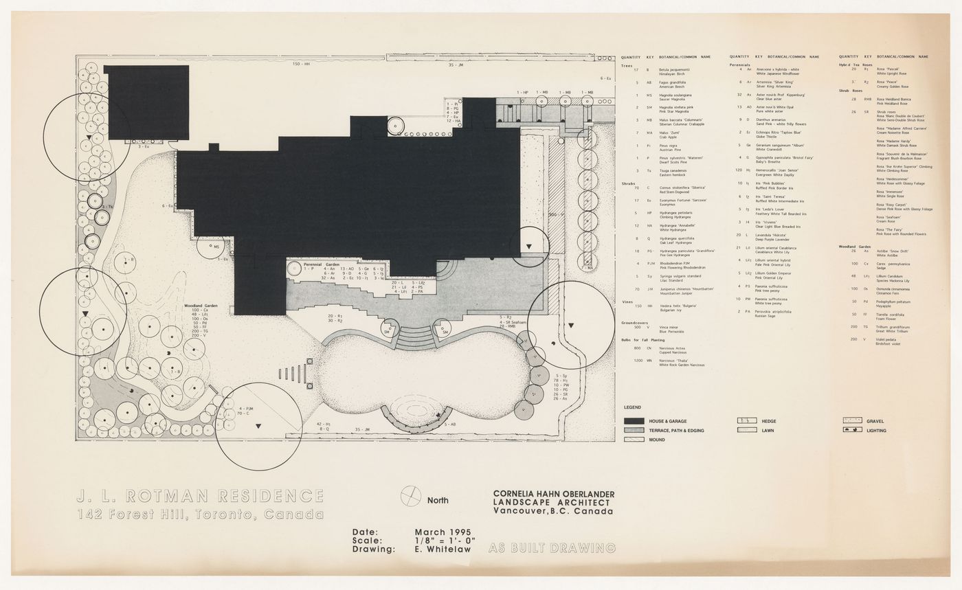 As built drawing (landscape plan), Joseph Rotman Residence, Toronto, Ontario