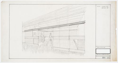 Perspective drawing for bar, Mostyn Hotel, London, England