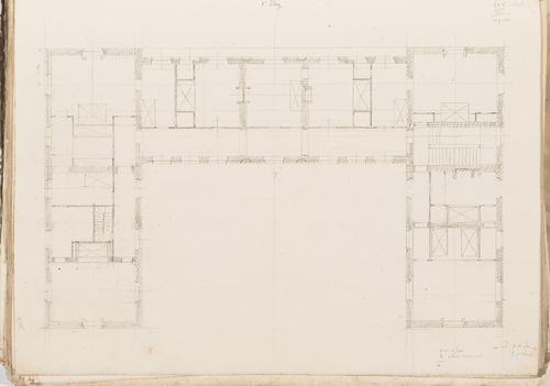 Project no. 3 for a country house for comte Treilhard: First floor plan