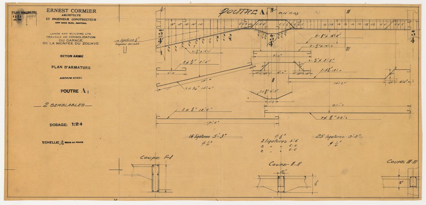 Plan d'armature, Garage de la Montée du Zouave, Montréal