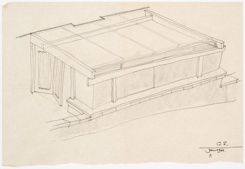 Perspective sketch for a sun house addition to Craigmoor, Delph, Oldham, England